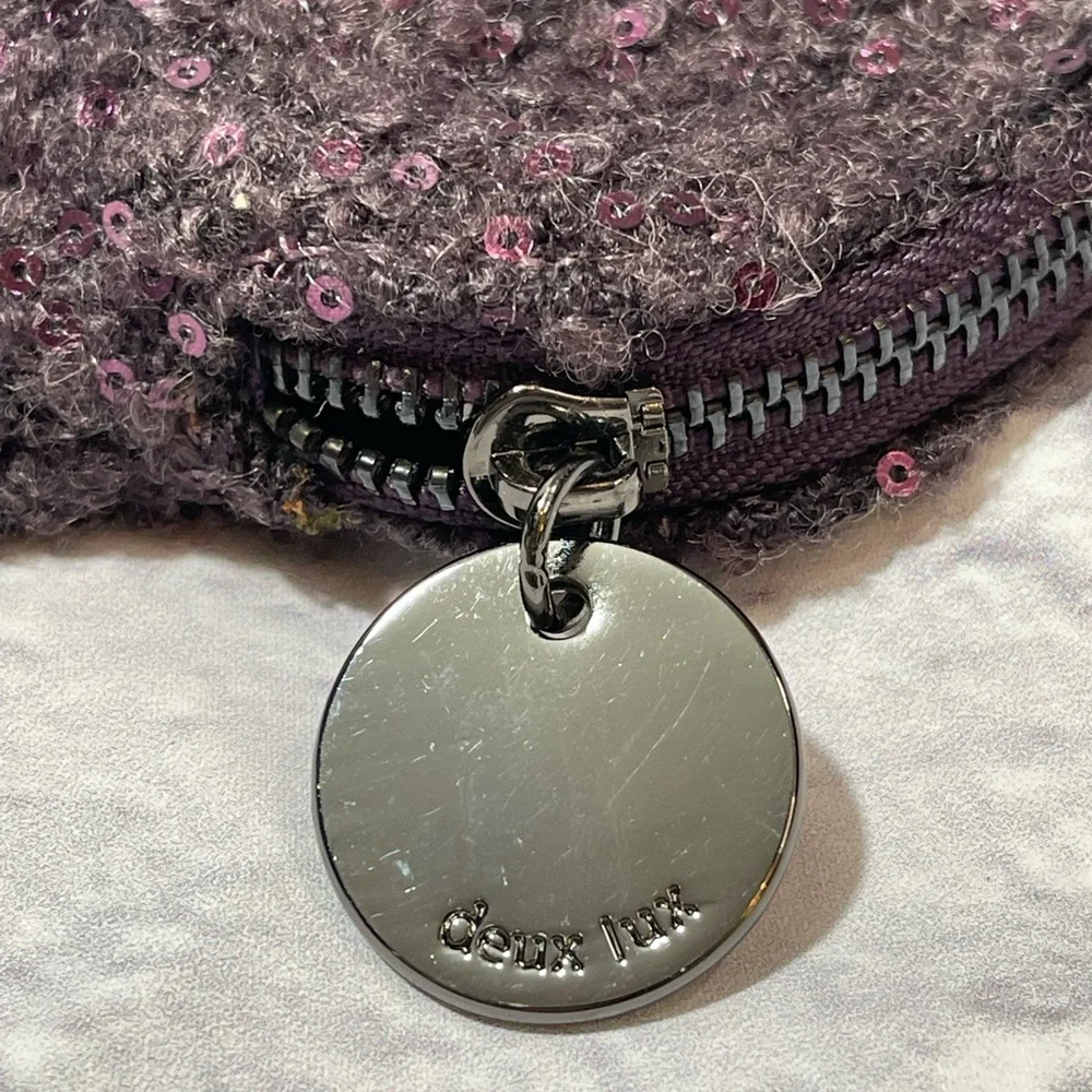 Deux Lux Purple Boiled‎ Wool Sequin Evening Clutch